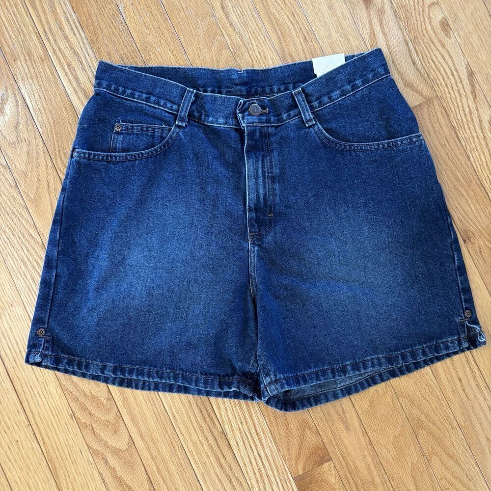 NWT Vintage Lee Dark Wash JEAN Shorts Deadstock SZ‎ 14 High Waisted Mom made USA